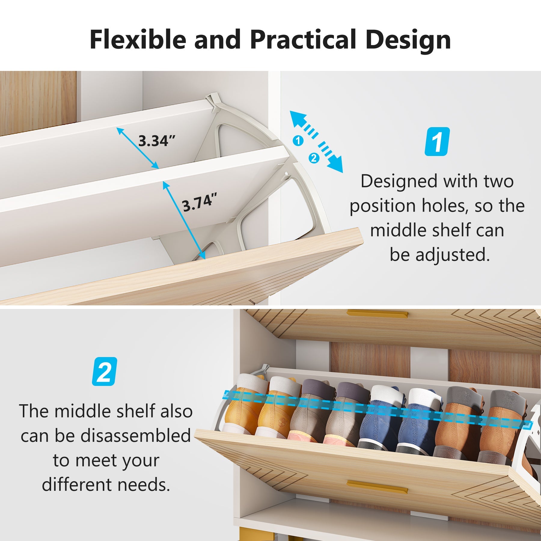 Tribesigns Shoe Cabinet, Slim Hidden Shoe Rack Organizer with 3 Flip Drawers Tribesigns